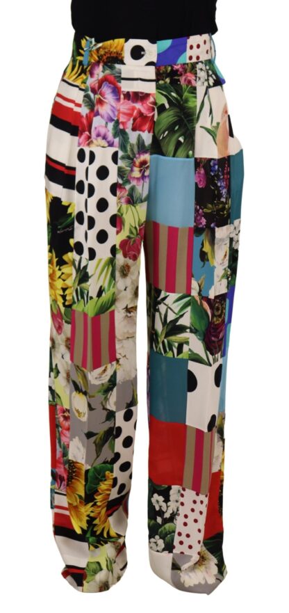 Dolce & Gabbana - Exquisite Multicolor High Waist Silk Pants