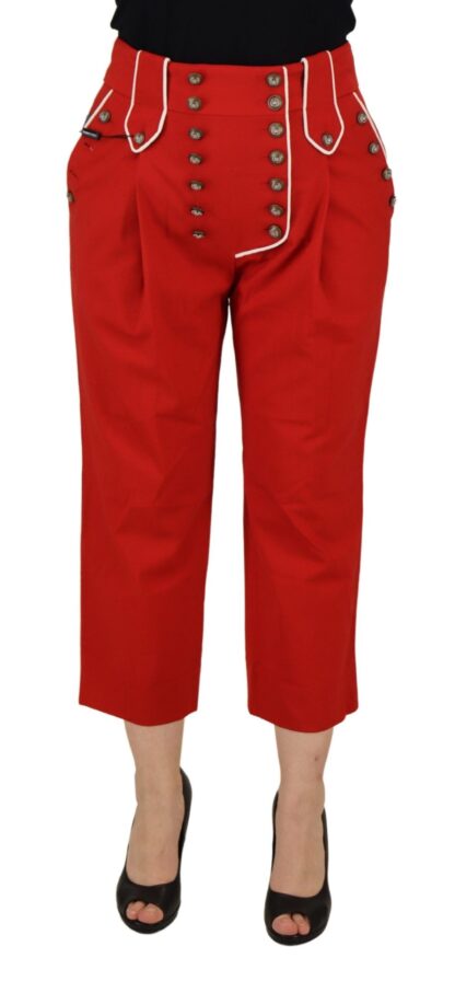 Dolce & Gabbana - Elegant Red High-Waist Cropped Pants