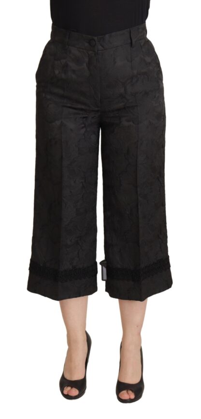 Dolce & Gabbana - Elegant Black Brocade Cropped Pants