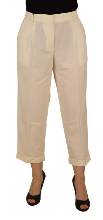 Dolce & Gabbana - Elegant Ivory High-Waist Wool Pants