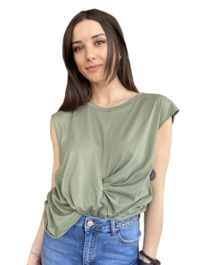 Imperfect - Elegant Sleeveless Knot-Front Top