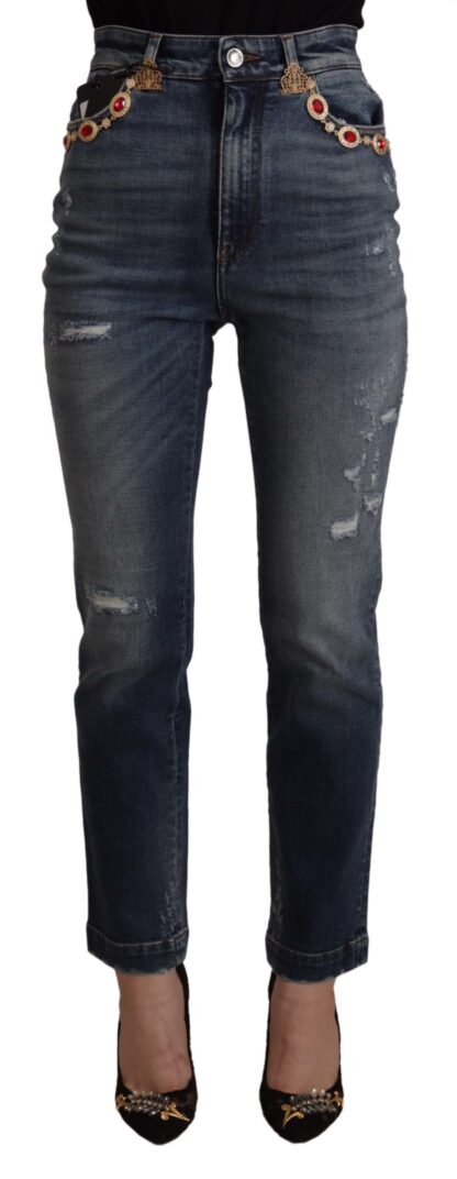 Dolce & Gabbana - High Waist Skinny Designer Jeans in Blue