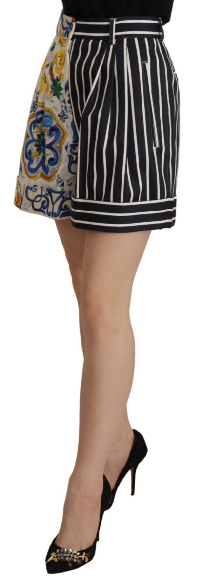 Dolce & Gabbana - Majolica High Waist Designer Bermuda Shorts