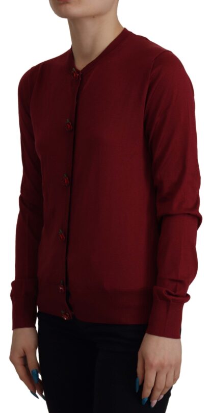 Dolce & Gabbana - Elegant Maroon Silk Button Front Sweater