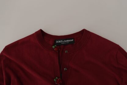 Dolce & Gabbana - Elegant Maroon Silk Button Front Sweater