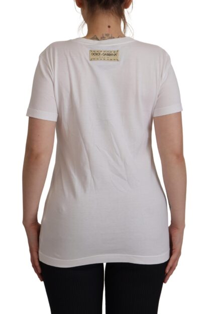 Dolce & Gabbana - Chic White Cotton Round Neck Tee with Heart Motif