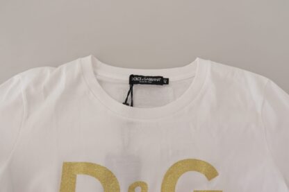 Dolce & Gabbana - Chic White Cotton Round Neck Tee with Heart Motif