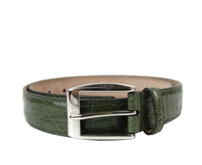 Gucci - Gucci Men's Green Crocodile Classic Square Buckle Belt