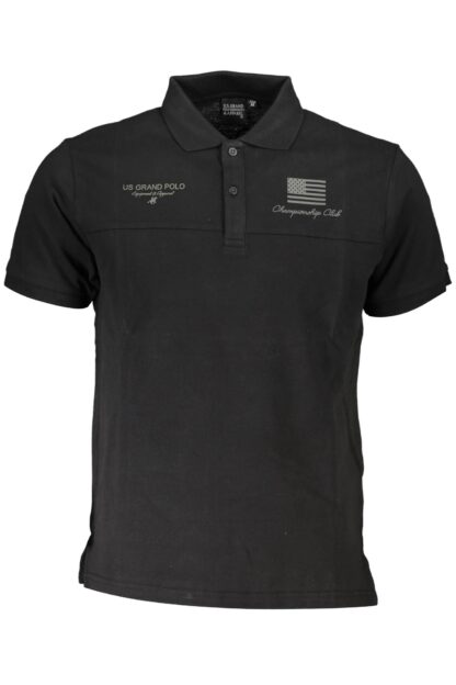 U.S. Grand Polo - Black Cotton Men Polo Shirt