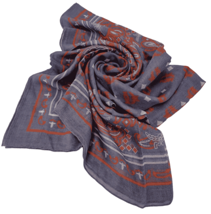 MCM - Stonewash Modal Silk Paisley Print Jacquard Scarf