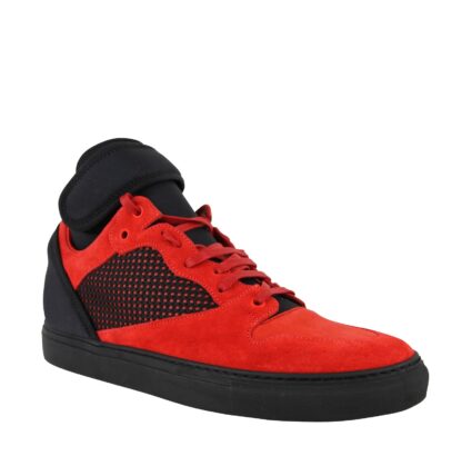 Balenciaga - Balenciaga Men High Top Black Red Suede Leather Sneakers