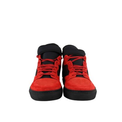 Balenciaga - Balenciaga Men High Top Black Red Suede Leather Sneakers