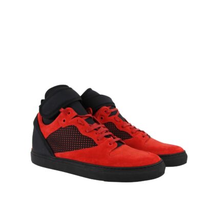 Balenciaga - Balenciaga Men High Top Black Red Suede Leather Sneakers