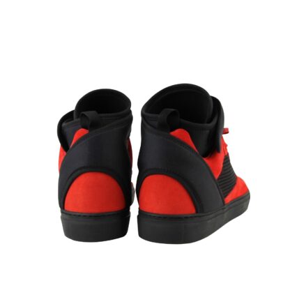 Balenciaga - Balenciaga Men High Top Black Red Suede Leather Sneakers