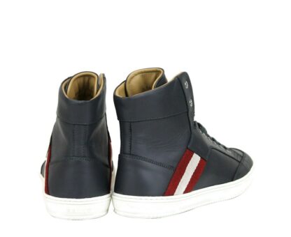 Bally - Dark Grey Calf Leather Hi Top Sneaker With Red Beige