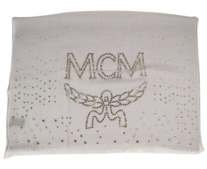 MCM - Grey Dawn Cashmere With Swarovski Crystal Logo Scarf