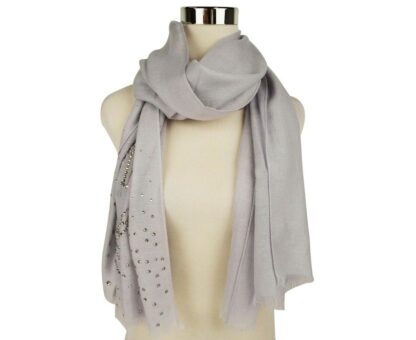 MCM - Grey Dawn Cashmere With Swarovski Crystal Logo Scarf