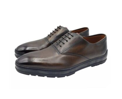 Bally - Medium Brown Shaded Leather Lace Up Dress Shoes