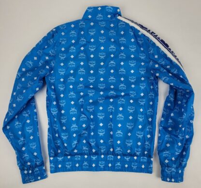 MCM - Women's Blue Nylon Bomber Jacket White Logo Print