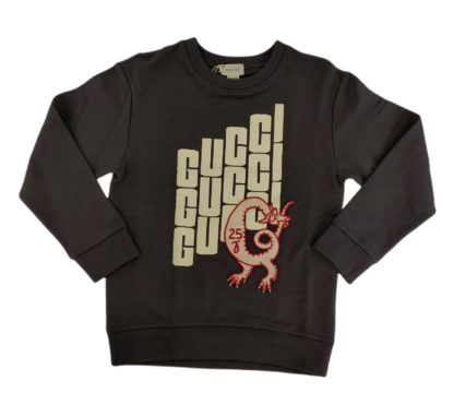 Gucci - Boys Black Cotton Logo Print Dragon Patch Sweatshirt