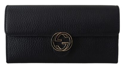 Gucci - Elegant Black Leather Wallet with GG Snap Closure