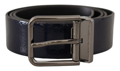 Dolce & Gabbana - Elegant Blue Leather Belt with Silver Buckle