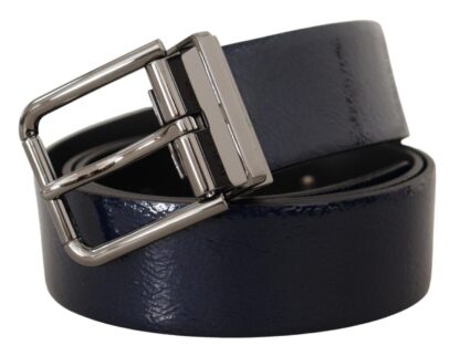 Dolce & Gabbana - Elegant Blue Leather Belt with Silver Buckle