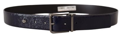 Dolce & Gabbana - Elegant Blue Leather Belt with Silver Buckle