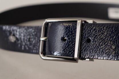 Dolce & Gabbana - Elegant Blue Leather Belt with Silver Buckle