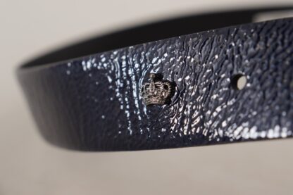 Dolce & Gabbana - Elegant Blue Leather Belt with Silver Buckle