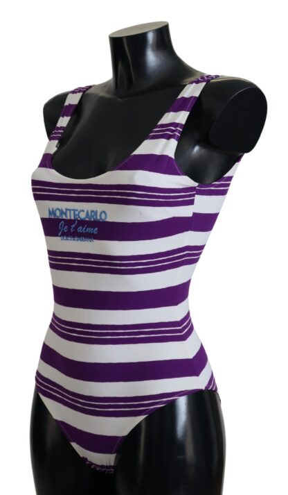 Dolce & Gabbana - Chic Purple Striped One-Piece Swimsuit