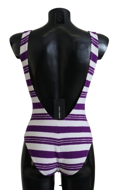 Dolce & Gabbana - Chic Purple Striped One-Piece Swimsuit