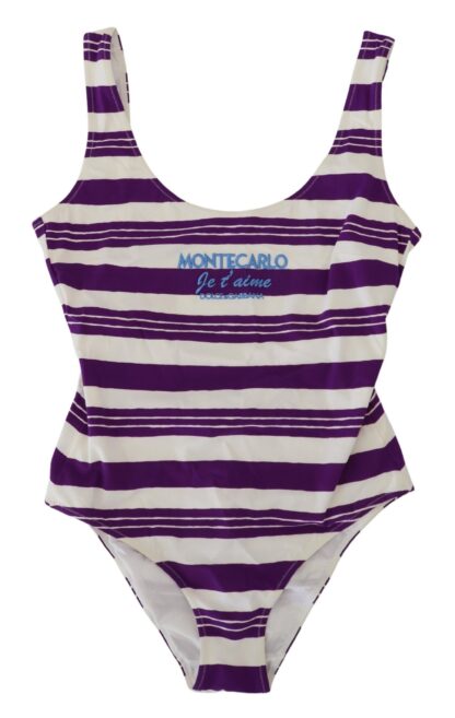 Dolce & Gabbana - Chic Purple Striped One-Piece Swimsuit