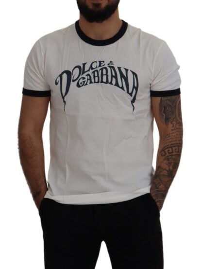 Dolce & Gabbana - Elegant White Logo Print Crewneck Tee