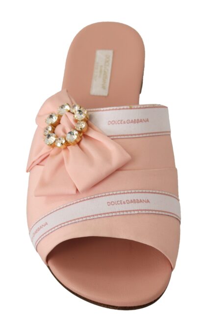 Dolce & Gabbana - Crystal Embellished Silk Slides in Pink