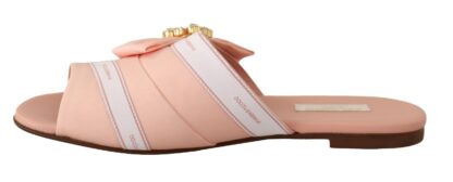 Dolce & Gabbana - Crystal Embellished Silk Slides in Pink