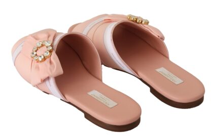 Dolce & Gabbana - Crystal Embellished Silk Slides in Pink