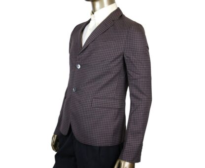 Gucci - Gucci Men's 2 Buttons Grey / Burgundy Vichy Wool Gauze Jacket