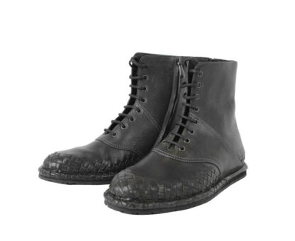 Bottega Veneta - Bottega Veneta Men's Dark Gray Leather Side Zipper Boots