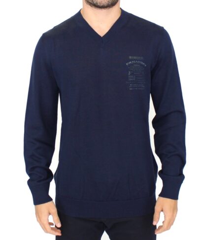 Ermanno Scervino - Elegant Blue V-Neck Wool Blend Pullover