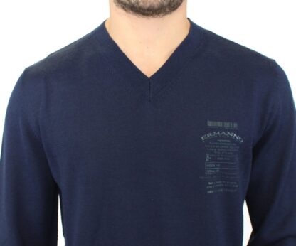 Ermanno Scervino - Elegant Blue V-Neck Wool Blend Pullover