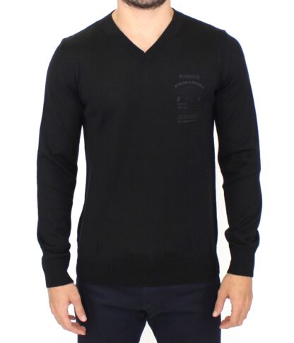 Ermanno Scervino - Elegant Black V-Neck Wool Blend Sweater