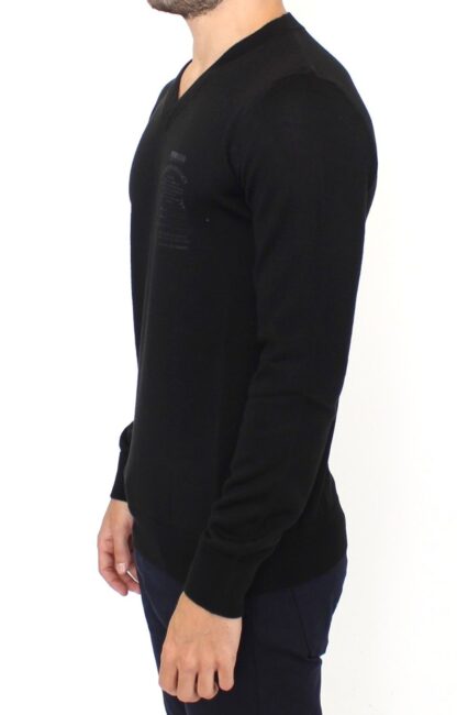 Ermanno Scervino - Elegant Black V-Neck Wool Blend Sweater