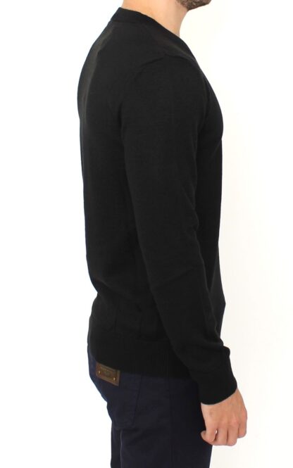 Ermanno Scervino - Elegant Black V-Neck Wool Blend Sweater