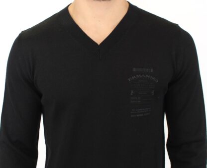 Ermanno Scervino - Elegant Black V-Neck Wool Blend Sweater