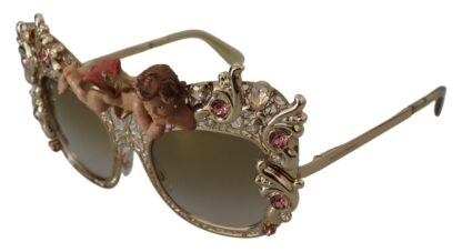 Dolce & Gabbana - Elegant Gold Frame Women's Sunglasses with Crystals