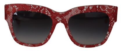 Dolce & Gabbana - Elegant Lace-Infused Red Sunglasses