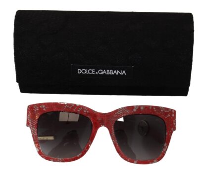 Dolce & Gabbana - Elegant Lace-Infused Red Sunglasses