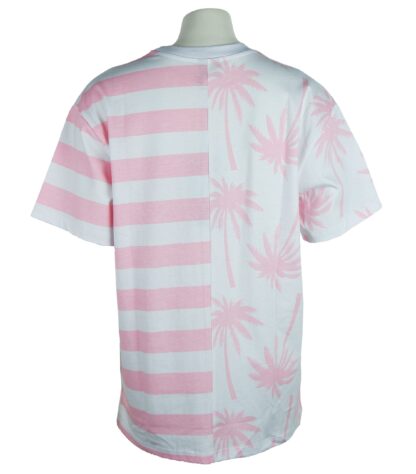 Comme Des Fuckdown - Chic Pink Striped Cotton Tee with Palm Motif