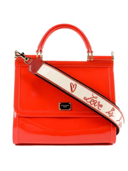 Dolce & Gabbana - Elegant Red Sicily Shoulder Bag with Gold-Tone Accents